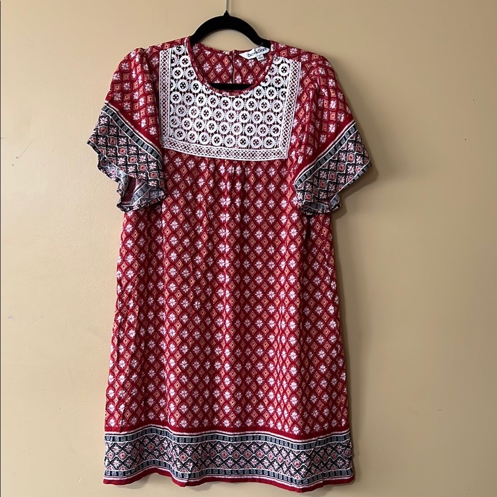 DAVI & DANI Red and White Flutter Sleeve Sundress